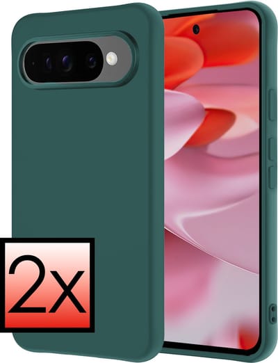 Hoesje - 2 Stuks - Geschikt voor Google Pixel 10 Pro - Sterk & Shockproof - Case Siliconen - Back Cover - Telefoon Hoes - Donkergroen