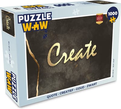 Puzzel Quote - Creatief - Goud - Zwart - Legpuzzel - Puzzel 1000 stukjes volwassenen