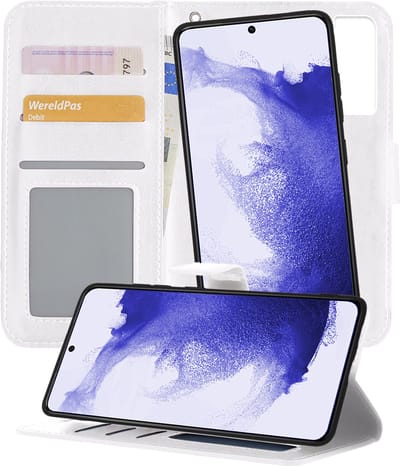 Hoesje - 2 in 1 - Geschikt voor Samsung Galaxy S22 - Met Uitneembare Hard Cover - Kunstleer - Bookcase - Wallet Case - Met Pasjeshouder - Book Case - Uitneembaar - Pashouder - Telefoonhoes - Wit
