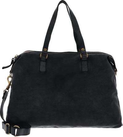 CAMPOMAGGI Leren Handtas Shopper Shopping Bag Flat Azzurro Polvere Blauw
