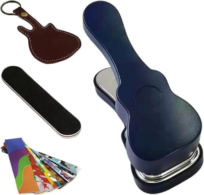 Plectrum Snijder - Kaart Pons - Muziek Maken - Precisie Stabiel Snijwerk - 15x6x4.5 cm - Blauw Gemengde Kleur