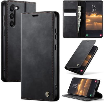 CaseMe – Telefoonhoesje geschikt voor Samsung Galaxy S23 – Wallet Book Case – Magnetische Sluiting – PU Leer – Zwart