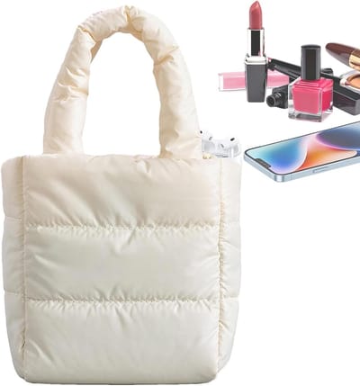 Puffer Tote Tas - Dons Wallet - Dagelijks Gebruik - Lichtgewicht Ontwerp - 19.99 x 18.01 cm - Zwart