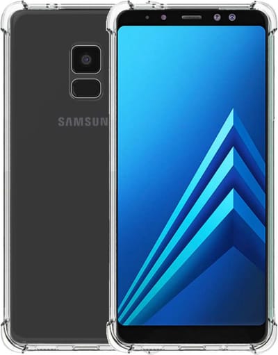 Smartphonica Telefoonhoesje Geschikt voor Samsung Galaxy A8 2018 transparant shockproof TPU siliconen hoesje met stootrand geschikt voor Samsung Galaxy A8 (2018)