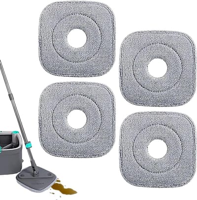 Vervangende dweilhoezen - Reinigingsdoeken vloer - Grondig vloeren reinigen - Sterk absorberend microvezel - 4 stuks - Grijs