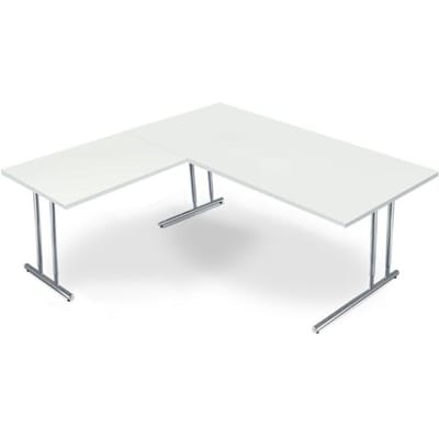 Bureautafel Toledo, met aanbouwtafel, in hoogte verstelbaar, C-poot, B 2000 x D 1000 mm, wit