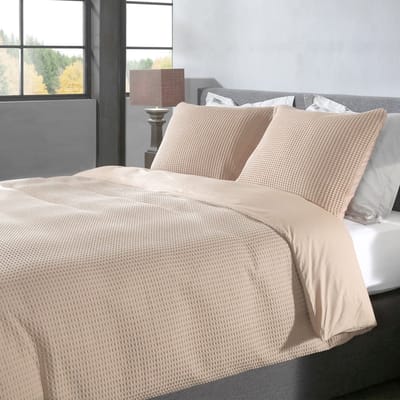 Wafel Dekbedovertrek – LitaLente Zand – 100% Katoen – 140x220 cm – Luxe & Ademend – Inclusief 1 Kussenslopen 60x70 cm – Hotelkwaliteit – Krimpvrij & Duurzaam – Geschikt voor Dekbed 140x220 cm