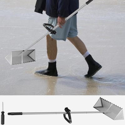 Strandzeef - Zandhark - Strand Schoonmaken - Afneembare Steel - 134 cm Steel - Zilver