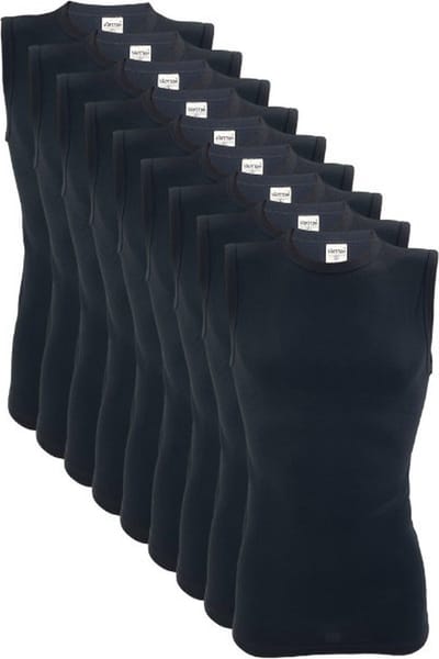 9 stuks SQOTTON A-shirt - O-neck - mouwloos - Zwart - Maat S