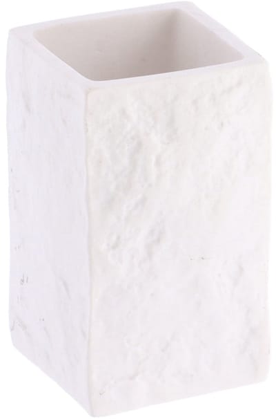 Tendance Badkamer tandenborstelbeker Ruby - wit - steen look - kunststof - D6 x H10 cm
