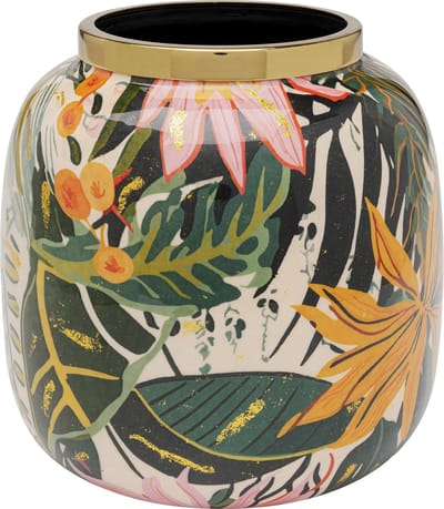 Vaas Jungle, meerkleurig, 17 cm hoog, bloemenvaas, decoratieve vaas, pot voor bloemen, tafelvaas, woonkamer