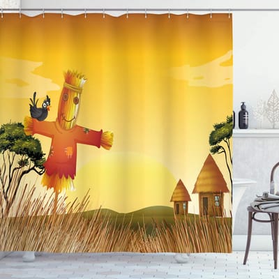 ABAKUHAUS Douchegordijn landelijk – boerderijthema – 175x220 cm – veelkleurig