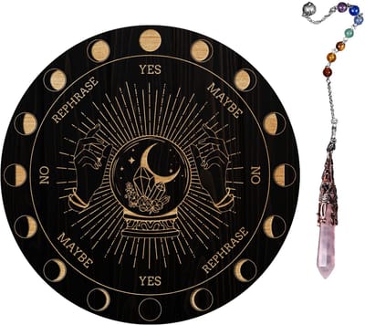 Dailygoods- Wichelroede Metafysisch Slingerbord - Houten Carven Board - Kristallen Slinger Ketting - Waarzeggerij Gereedschap - Spiritueel Inzicht - Waarzegbord