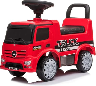 Mercedes-Benz Antos Loopauto 1 tot 3 jaar – Officieel Gelicentieerde Vrachtwagen met Toeter & Koplampen – Luxe Loopwagen met Opbergbox & Veiligheidsblokkering – Rood