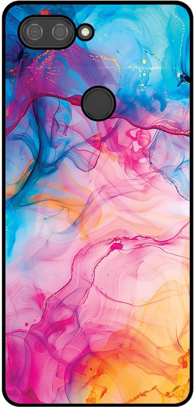 Smartphonica Telefoonhoesje Geschikt voor Xiaomi Mi 8 Lite met Regenboog Acryl Marmer Opdruk - TPU Backcover Case Rainbow Acrylic Marble Design geschikt voor Xiaomi Mi 8 Lite