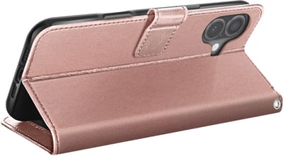 Mayaxess, Hoesje geschikt voor iPhone 17 - Wallet Case met Koord & Stand, Roze