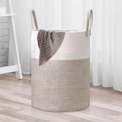 Grote Wasmand van Gevlochten Touw - 60L Speelgoed- en Opbergmand met Handvat - Inklapbare Design Mand 38 x 50 cm