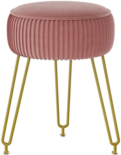 Unyqoos ® Stijlvolle Fluwelen Poef met Comfortabele Zitting en Gouden Metalen Poten voor Elk Interieur