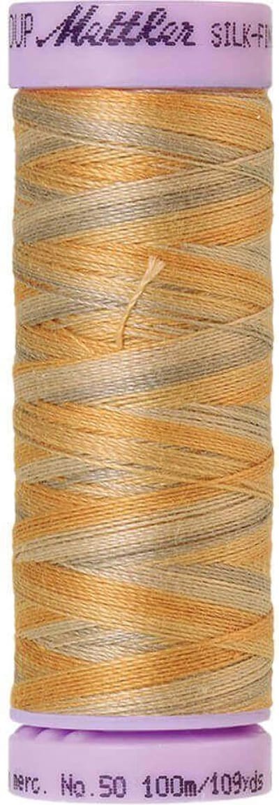 AMANN SILK-FINISH COTTON, MULTI-COLOR GAREN, GEEL-GRIJS, 100M, COL. 9854, PER STUK
