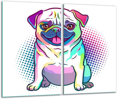 TMK ArtDeko Serie - Glazen Snijplank - 30x52cm - Motief Hond - Beschermplaat voor Inductiekookplaten