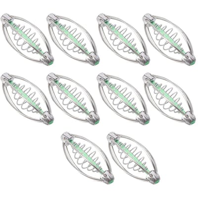 10 stuks roestvrijstalen veervisvoederbakhouder, visgerei-accessoire met hangerkraal 17 grams