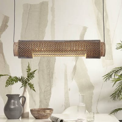 GOOD&MOJO Hanglamp Bhutan - Bamboe/Zwart - 85x15x15cm - Modern - Hanglampen Eetkamer, Slaapkamer, Woonkamer