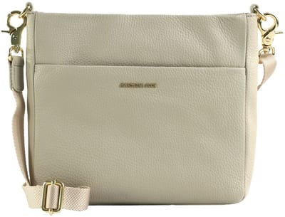 MANDARINA DUCK Leren schoudertas Mellow Leather Crossover Bag Cocoon Lichtgrijs