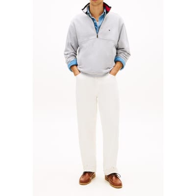 Tommy Hilfiger Flag 1/4 Zip Light Grey Heather Größe: M | Pullover Outlet | Herren | Grau