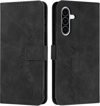 Coverup Hoesje - Geschikt voor Samsung Galaxy A57 Hoesje - Coverup Smile Book Case - Zwart
