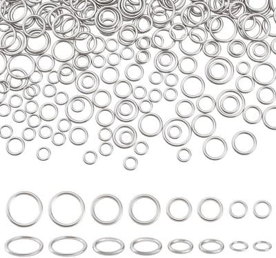 Dailygoods- Springringen 360 Stuks - Gesloten Ringen - 4 Maten - Zilveren Sieraden - Connectoren - Duurzaam Materiaal - Voor Doe-Het-Zelf Ambachten - Sieradenringen