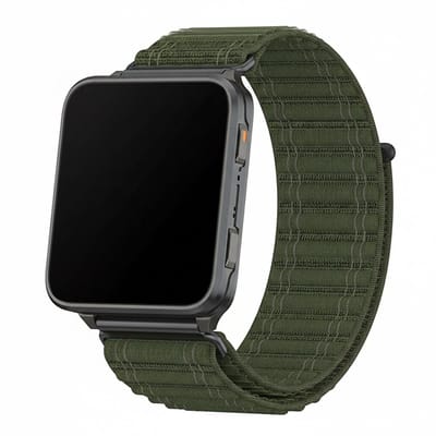Nylon loop bandje - geschikt voor Garmin Venu X1 - klittenbandsluiting - army