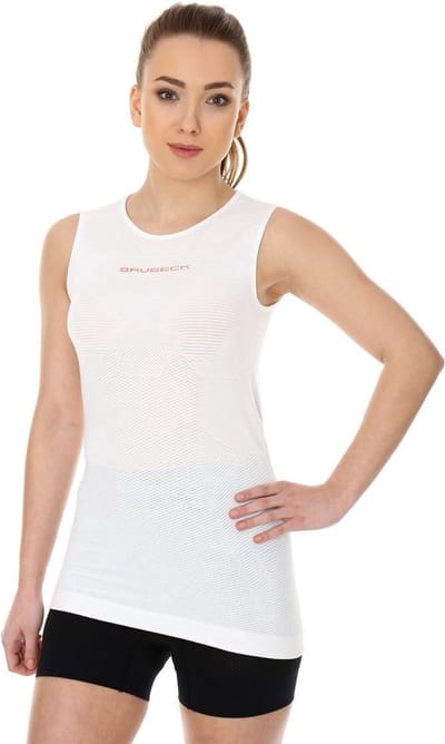 Brubeck Dames Sportkleding - 3D PRO Hardloopshirt / Sportshirt Mouwloos - Naadloos - Wit-XL