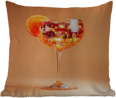 Buitenkussen - Drank - Oranje - Glitter - Disco - 45x45 cm - Weerbestendig