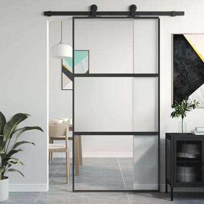vidaXL - Schuifdeur - 102,5x205 - cm - gehard - glas - en - aluminium - zwart