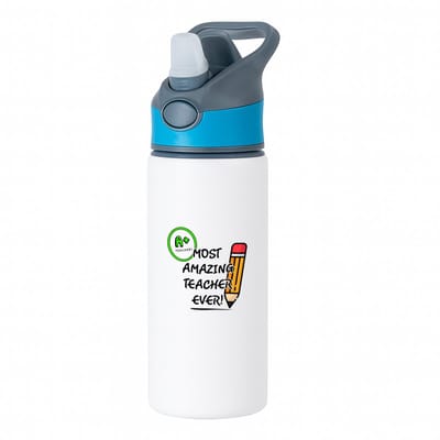 Hacebo® - Docent cadeau - waterfles met rietje blauw - Meester en juffen cadeau - Collega - Onderwijs - verjaardagscadeau - verjaardag - cadeau - afscheidscadeau - geschenk - leuke cadeau - kado - gift - juffendag - water fles - 650ML