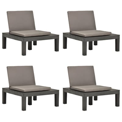 vidaXL - Loungestoelen - 4 - st - met - kussens - kunststof - antraciet