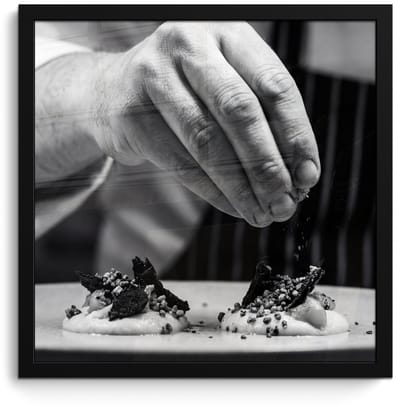 Poster in lijst - Fotolijst 40x40 cm - Posters - Chef - Garnering - Gerecht - Posterlijst zwart - Decoratie - Wanddecoratie woonkamer - Muurdecoratie slaapkamer