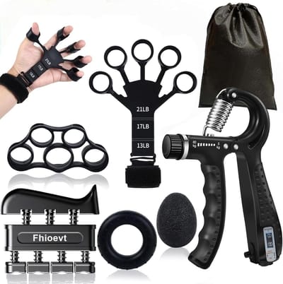 Set van 6 verstelbare vingertrainers voor grijpkrachttraining, vinger- en polstraining, ideaal voor revalidatie en handversterking