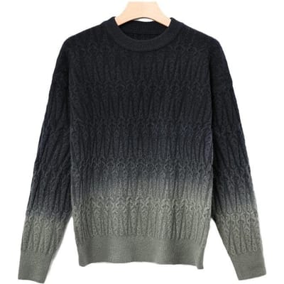 Nieuwe Heren Herfst en Winter Graduele Kleurmatching Hoge Revers Trui Jeugd Casual Losse Onderlaag Gebreide Trui XXXXL black