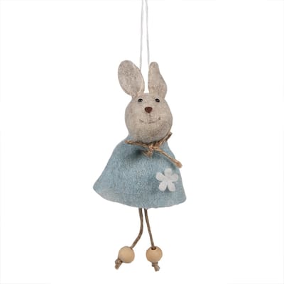 Clayre & Eef Paashanger Konijn 14 cm Blauw Synthetisch