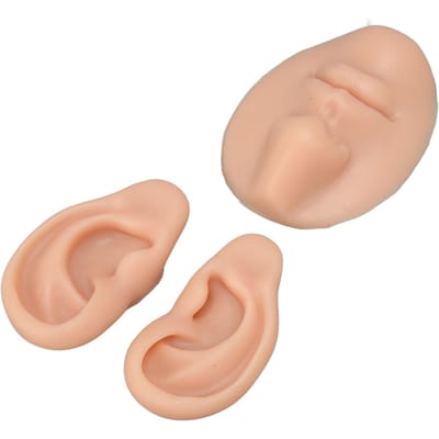 Siliconen oormodel beginnende gesimuleerde 3D neus- en mondmodel display prop leermiddel voor piercing beige