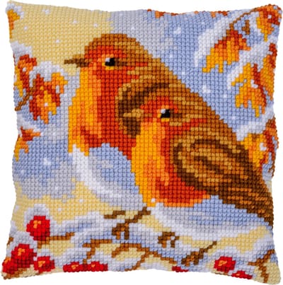 Vervaco - Kruissteekkussen kit - 40 x 40cm - Roodborstjes - PN-0206771