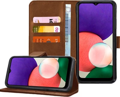 Hoesje geschikt voor Samsung Galaxy A22 4G - Bookcase Portemonnee Bruin