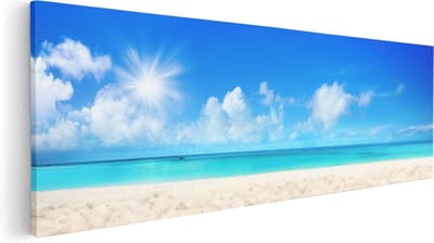 Artaza Canvas Schilderij Zeezicht - 60x20 cm - Wanddecoratie Strand - Muurdecoratie Woonkamer - Kamer Accessoires Blauwe Zee