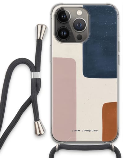 Case Company® - Hoesje met koord geschikt voor iPhone 13 Pro hoesje met Koord - Geo #5 - Telefoonhoesje met Zwart Koord - Bescherming aan alle Kanten en Over de Schermrand