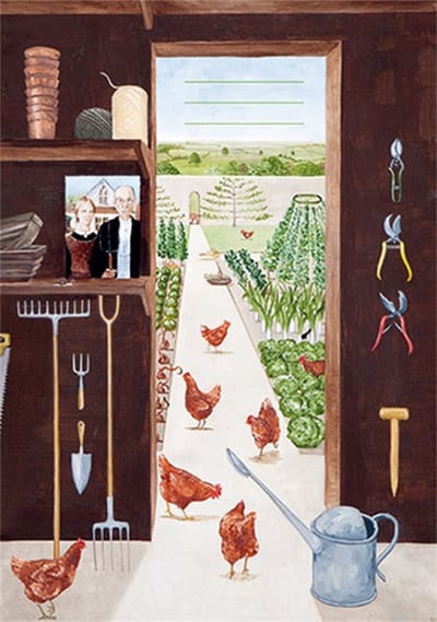 Notitieboekje Schuur met kippen 15x21cm