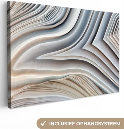 Canvas - Marmerlook - Abstract - Marmer - Blauw - Schilderijen op canvas - Canvas doek - Wanddecoratie - 30x20 cm