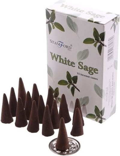 Stamford wierook kegeltjes witte salie geur - 15x - Lichaam in balans - Meditatie/mediteren geurkegeltjes