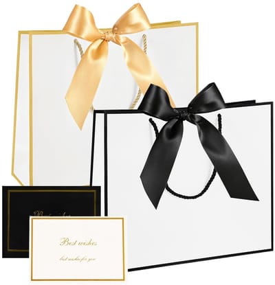 Allecto - Cadeauzakjes - Papier - Perfect voor verjaardagen - 2 stuks - Inclusief wenskaarten - Ideaal voor feesten