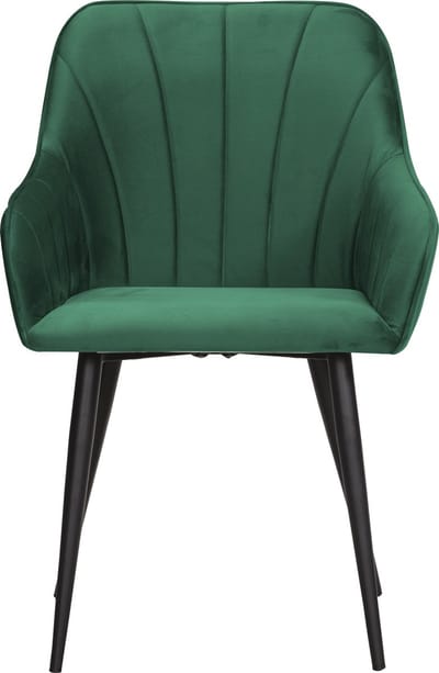 Soof&Tess - Set van 6 - Ferrara Eetkamerstoel - Groen - Fluweel - Velvet - Industrieel - Met armleuning - Easy Clean Stoffen - Hoge Kwaliteit